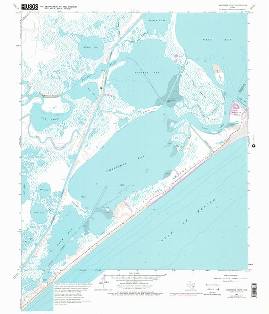 Classic USGS Christmas Point Texas 7.5'x7.5' Topo Map Image