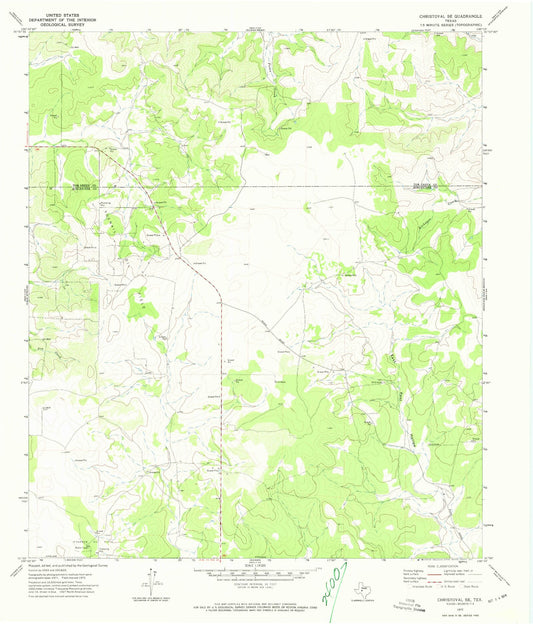 Classic USGS Christoval SE Texas 7.5'x7.5' Topo Map Image