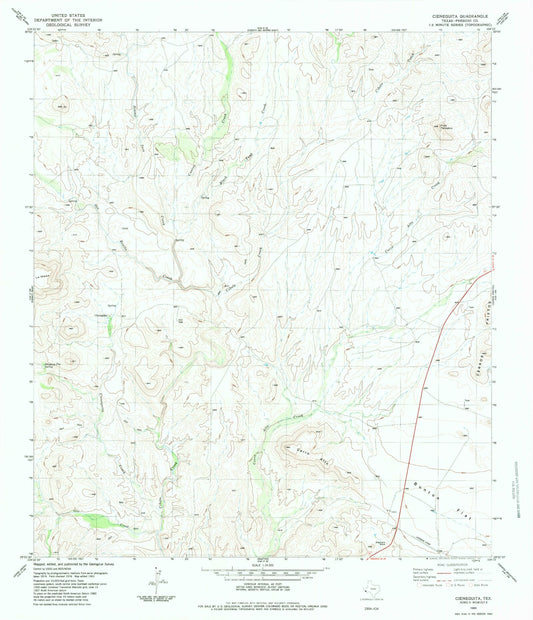 Classic USGS Cieneguita Texas 7.5'x7.5' Topo Map Image