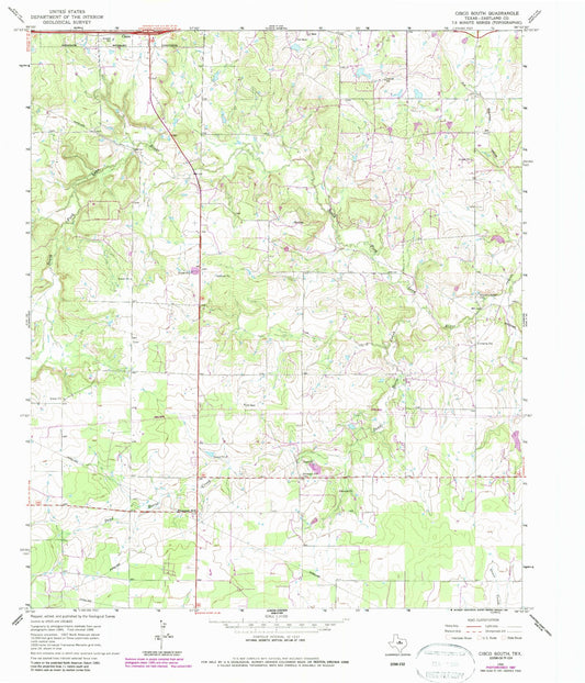 Classic USGS Cisco South Texas 7.5'x7.5' Topo Map Image