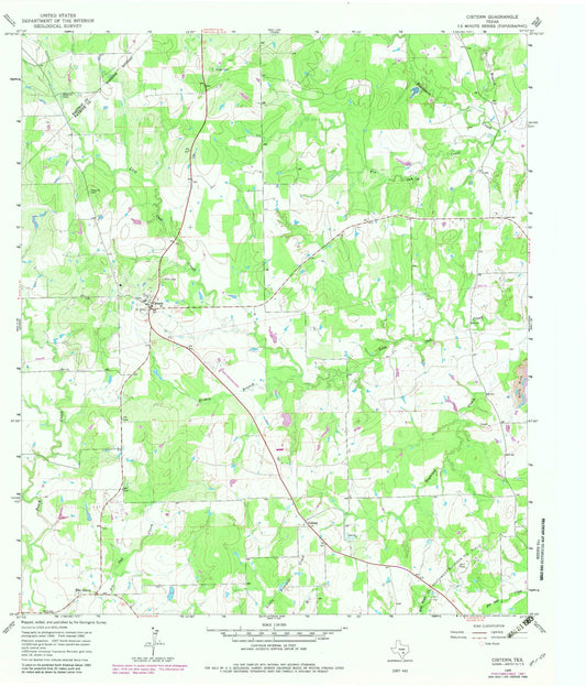Classic USGS Cistern Texas 7.5'x7.5' Topo Map Image