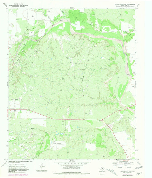 Classic USGS Clairemont East Texas 7.5'x7.5' Topo Map Image
