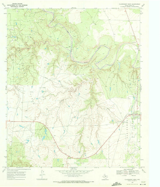Classic USGS Clairemont West Texas 7.5'x7.5' Topo Map Image