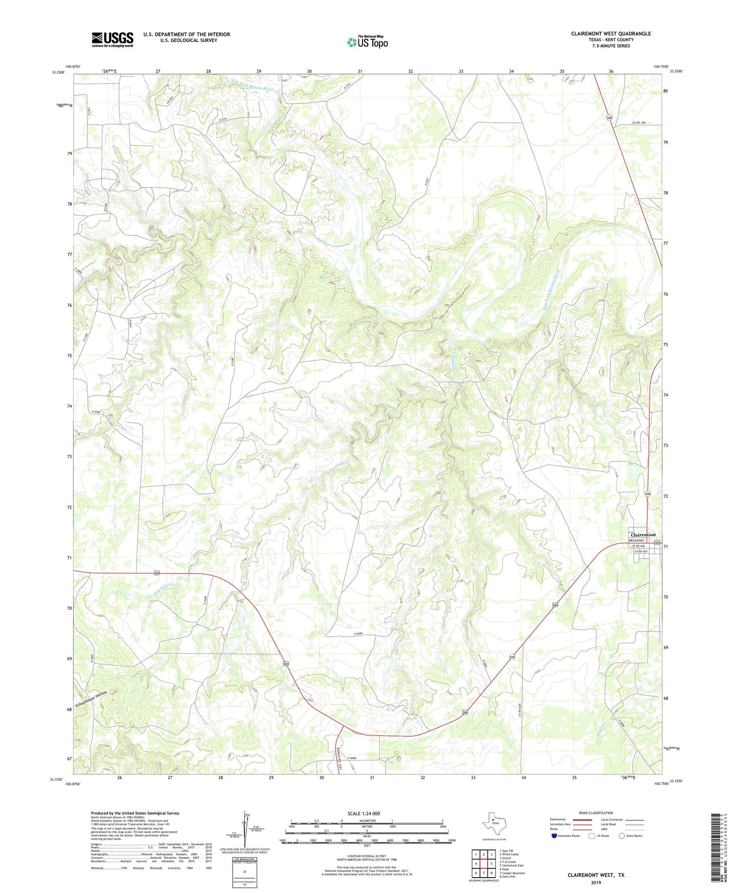 Clairemont West Texas US Topo Map Image