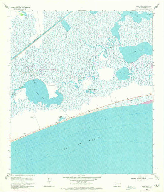 Classic USGS Clam Lake Texas 7.5'x7.5' Topo Map Image