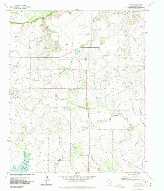 Classic USGS Clara Texas 7.5'x7.5' Topo Map Image