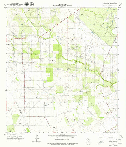 Classic USGS Clareville Texas 7.5'x7.5' Topo Map Image
