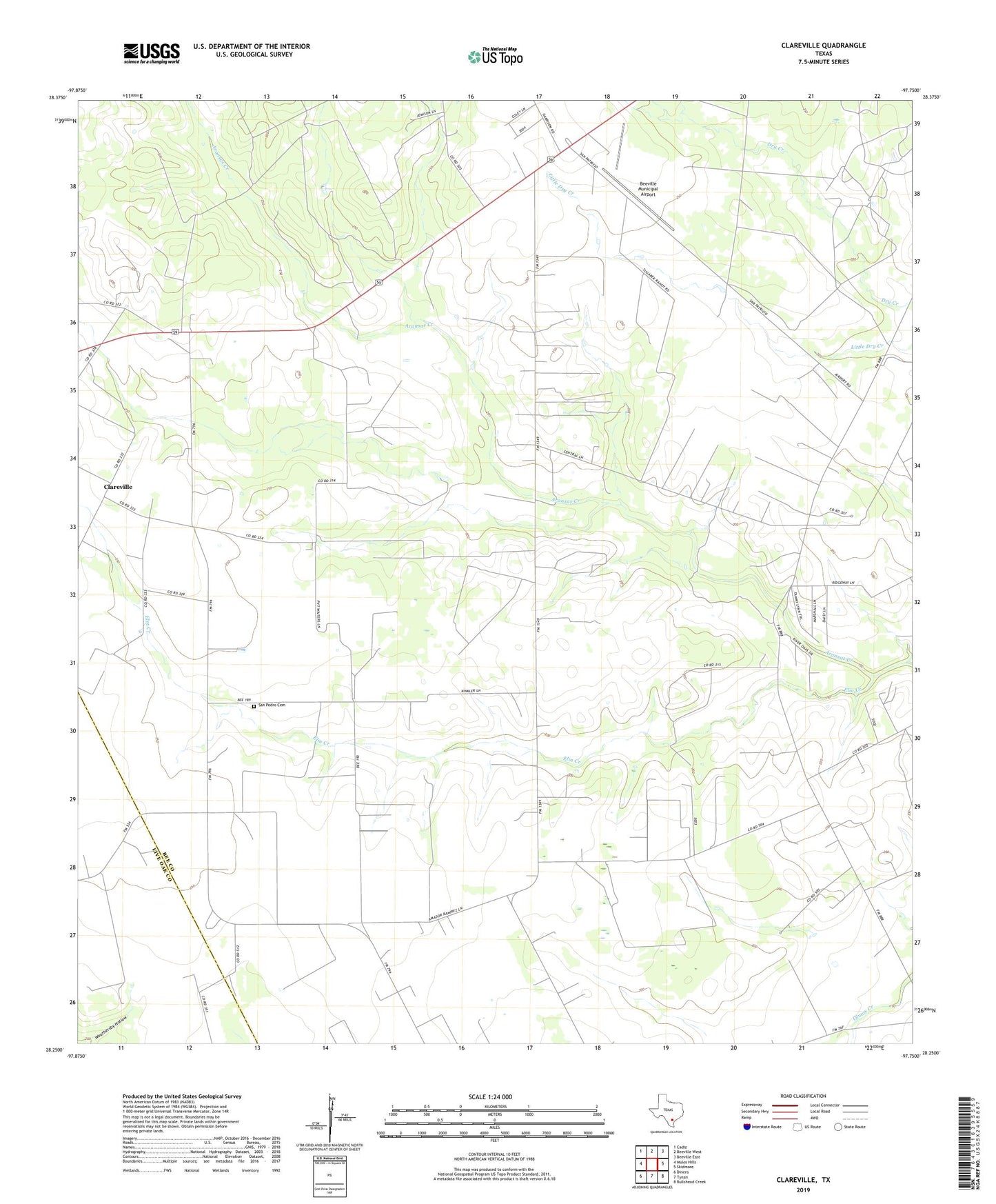 Clareville Texas US Topo Map Image