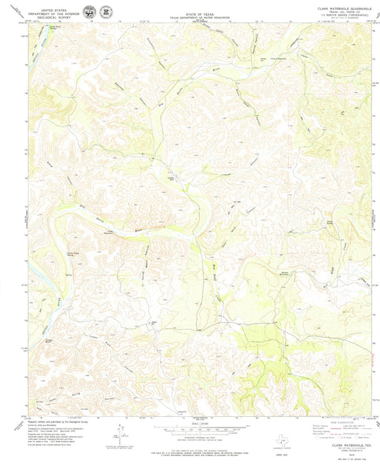 Classic USGS Clark Waterhole Texas 7.5'x7.5' Topo Map Image