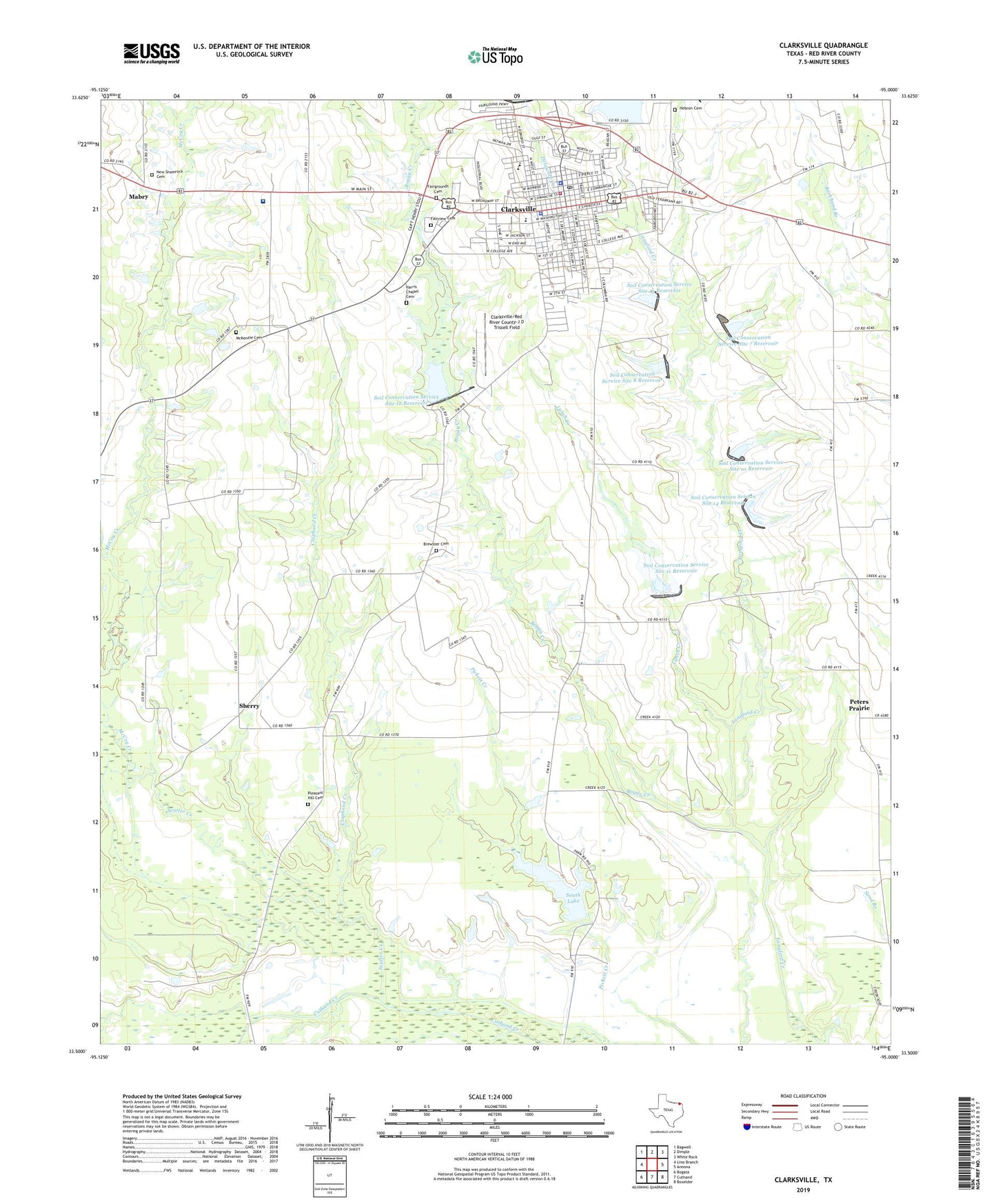 Clarksville Texas US Topo Map Image