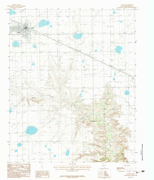 Classic USGS Claude Texas 7.5'x7.5' Topo Map Image