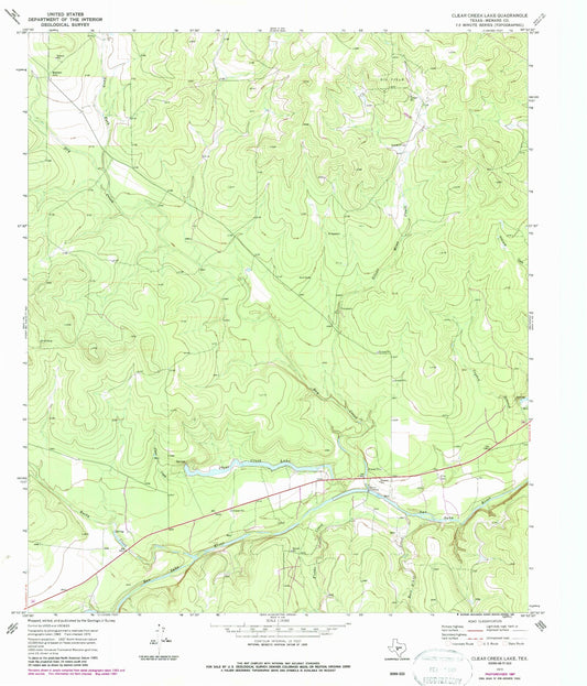 Classic USGS Clear Creek Lake Texas 7.5'x7.5' Topo Map Image