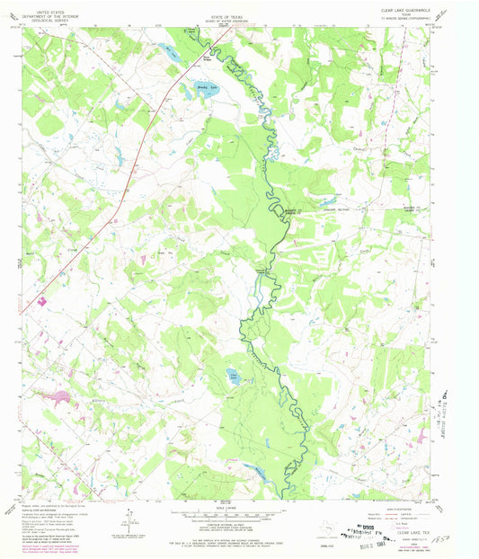 Classic USGS Clear Lake Texas 7.5'x7.5' Topo Map Image