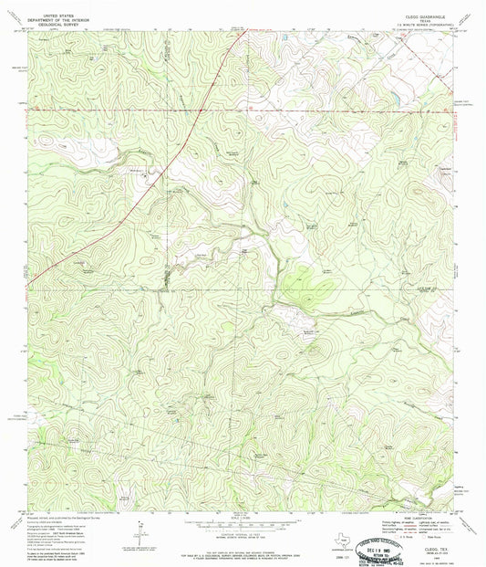 Classic USGS Clegg Texas 7.5'x7.5' Topo Map Image