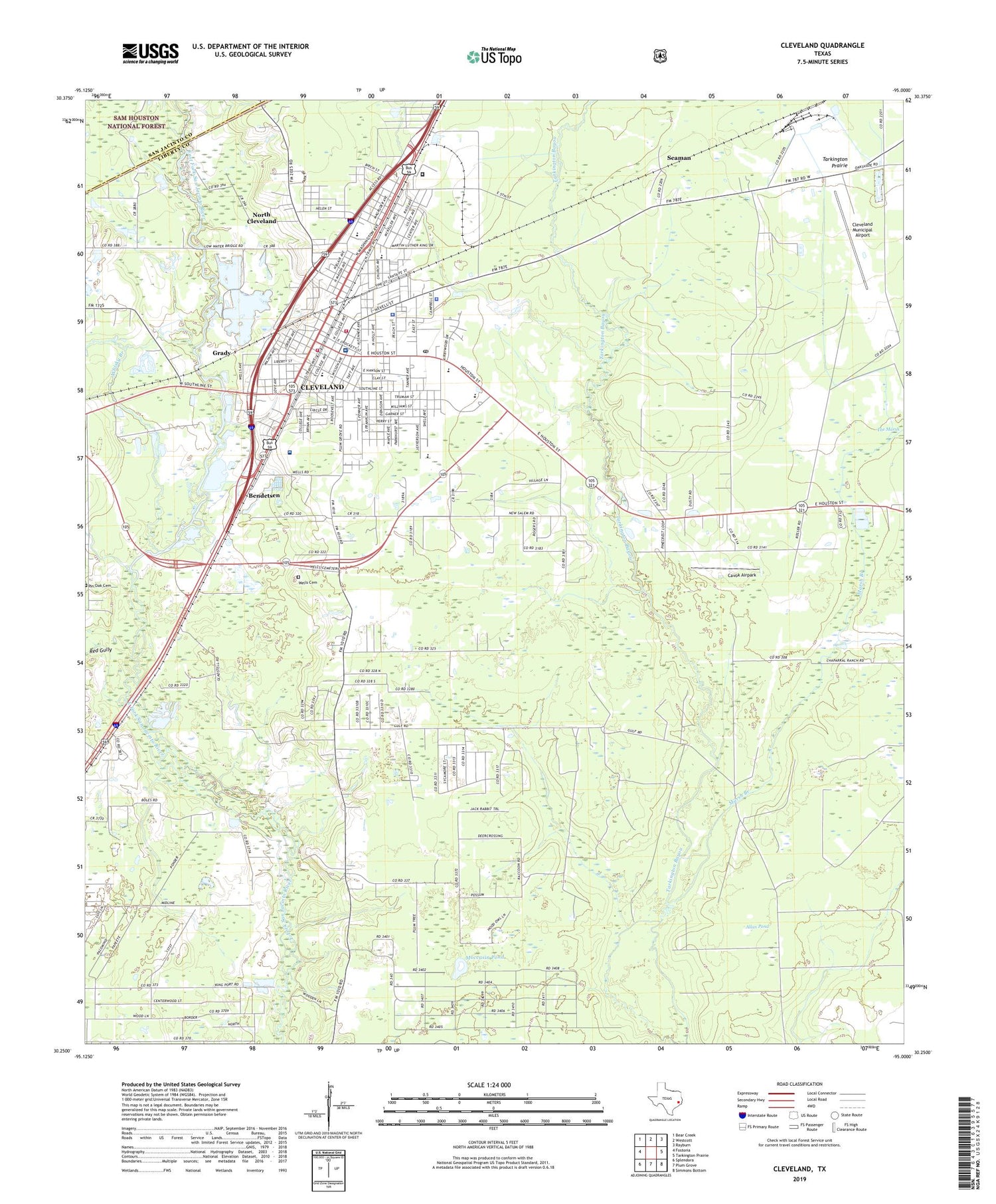 Cleveland Texas US Topo Map Image