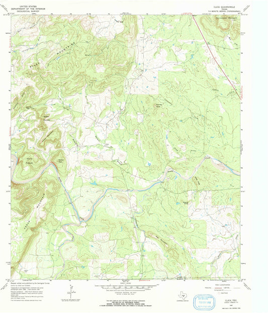 Classic USGS Click Texas 7.5'x7.5' Topo Map Image