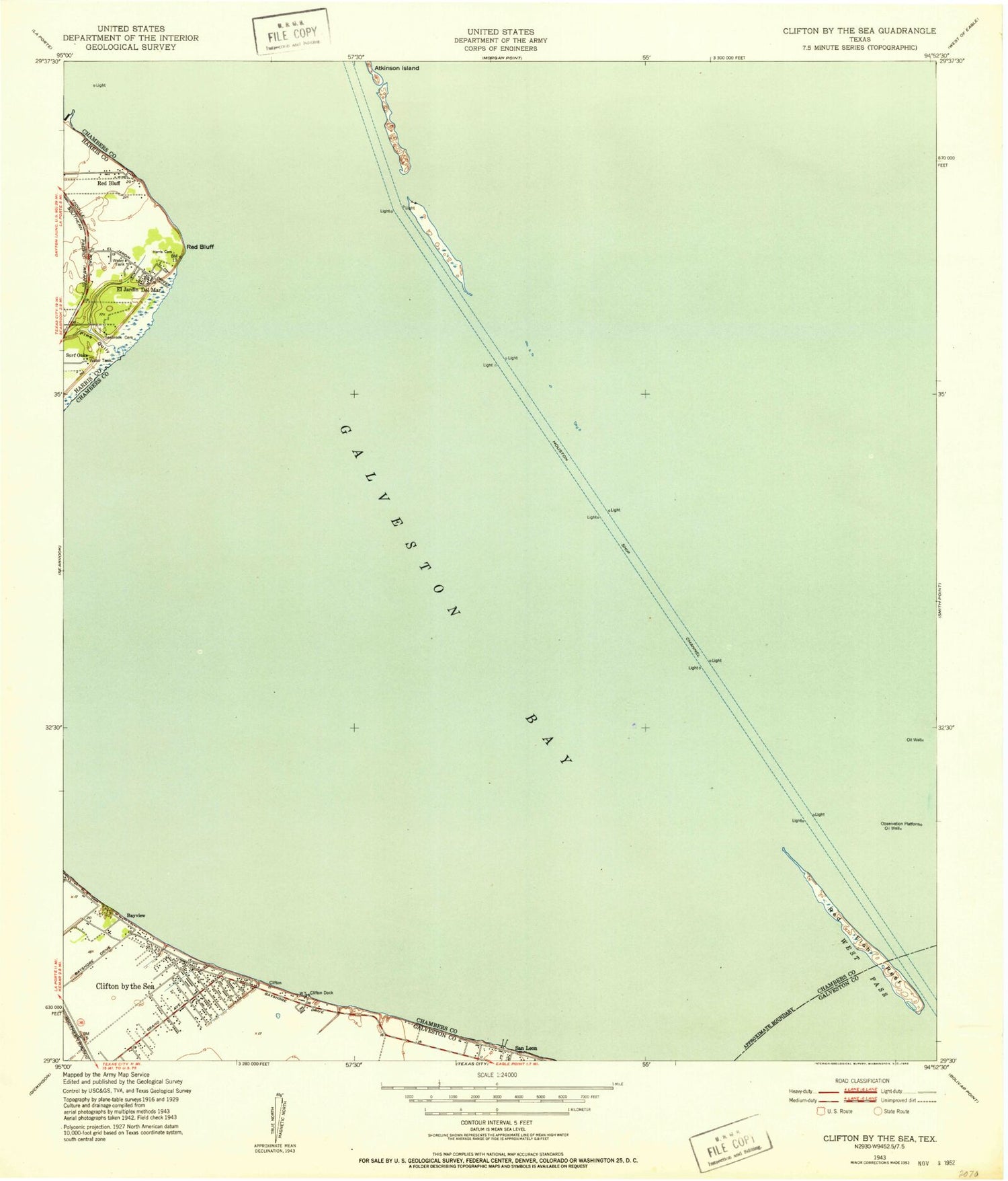 Classic USGS Bacliff Texas 7.5'x7.5' Topo Map Image