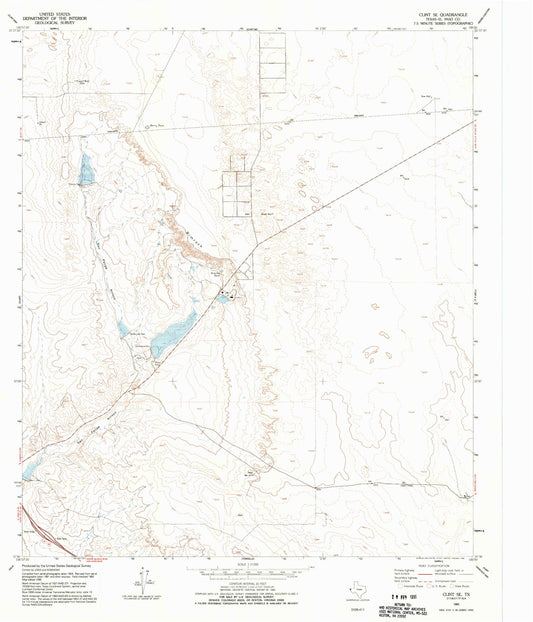 Classic USGS Clint SE Texas 7.5'x7.5' Topo Map Image
