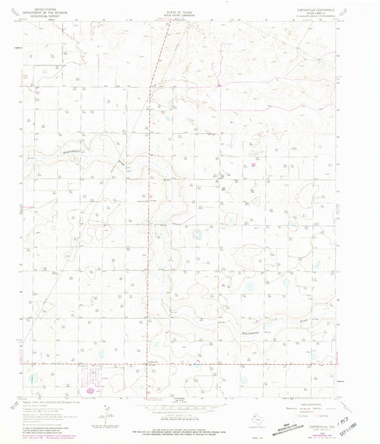 Classic USGS Cofferville Texas 7.5'x7.5' Topo Map Image