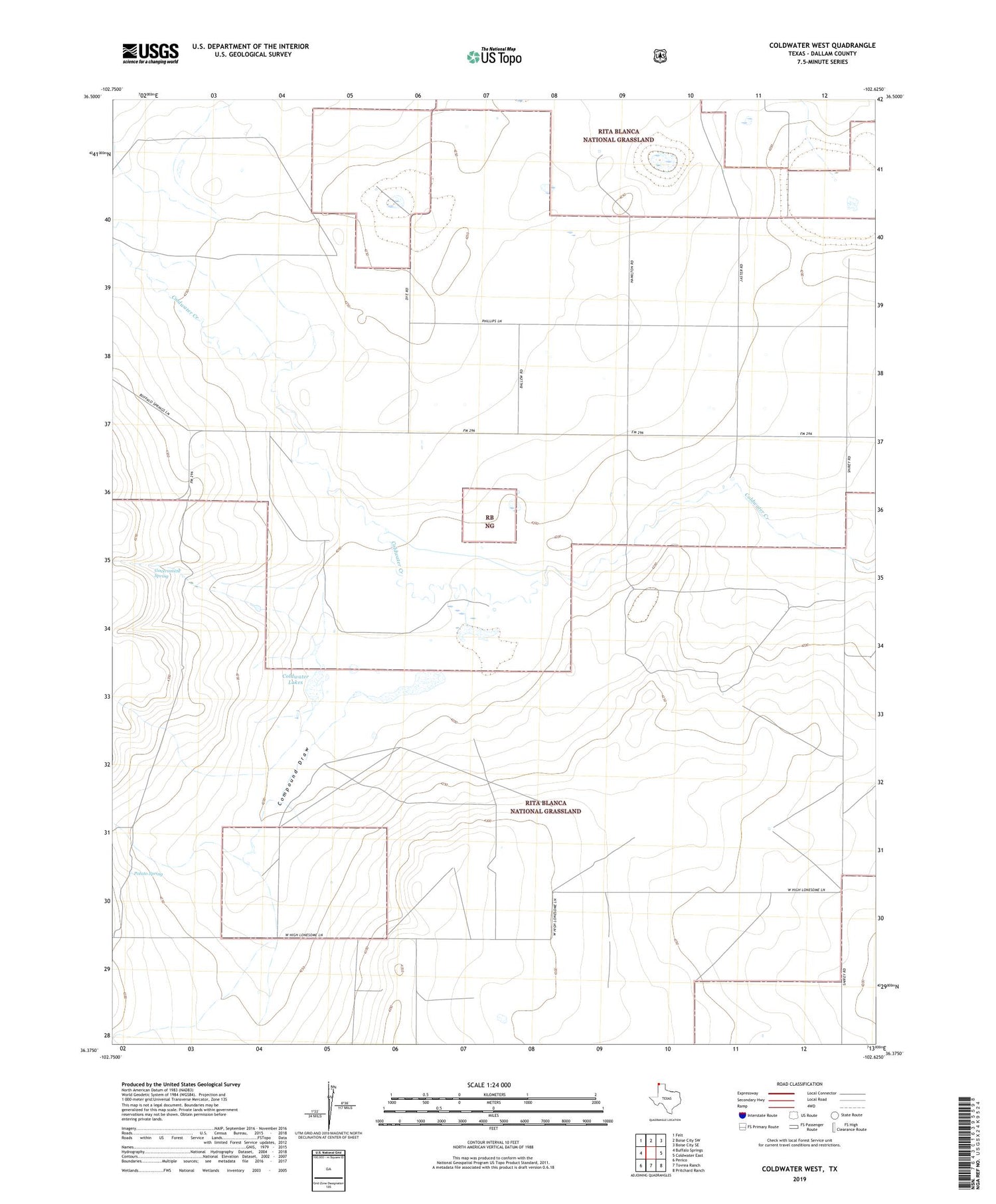 Coldwater West Texas US Topo Map Image