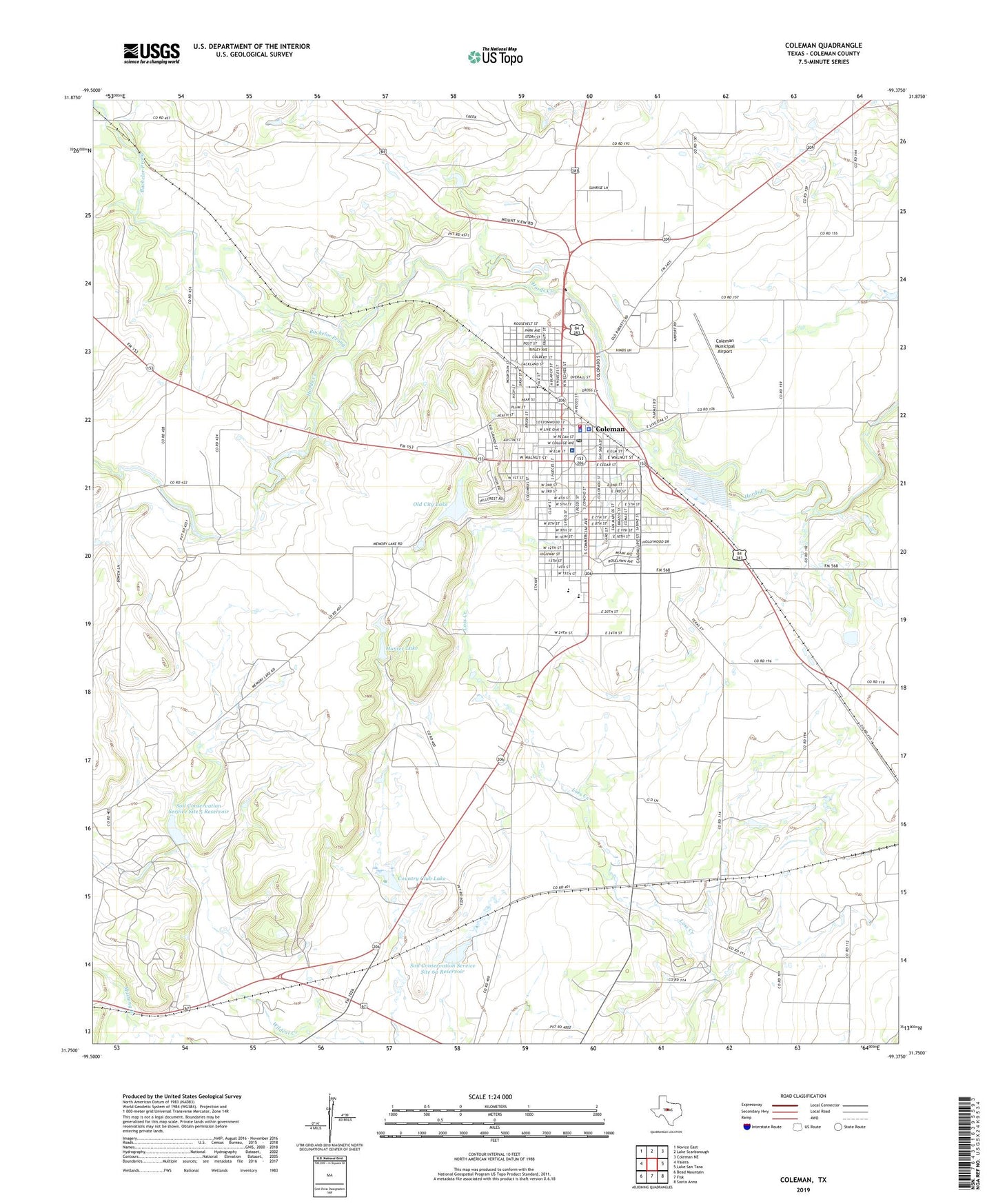 Coleman Texas US Topo Map Image
