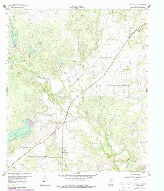Classic USGS Coleman NE Texas 7.5'x7.5' Topo Map Image