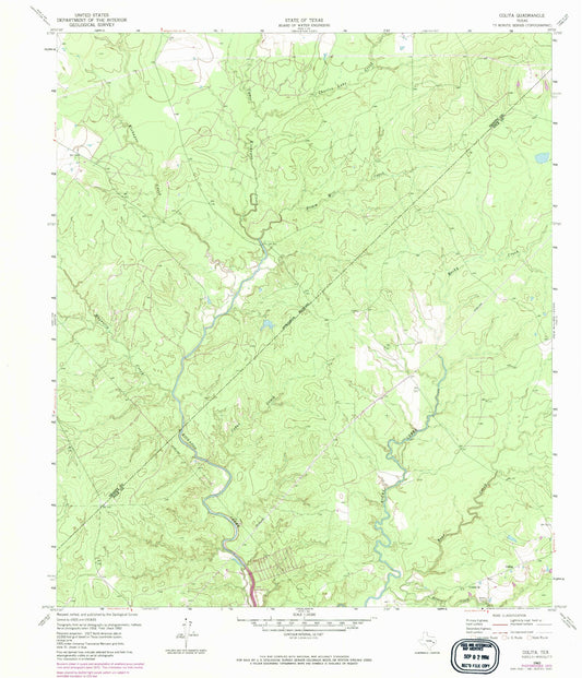 Classic USGS Colita Texas 7.5'x7.5' Topo Map Image