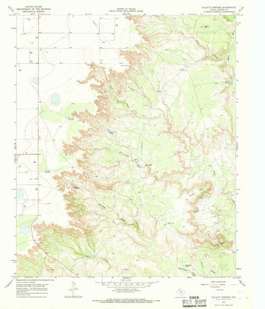 Classic USGS Collett Springs Texas 7.5'x7.5' Topo Map Image