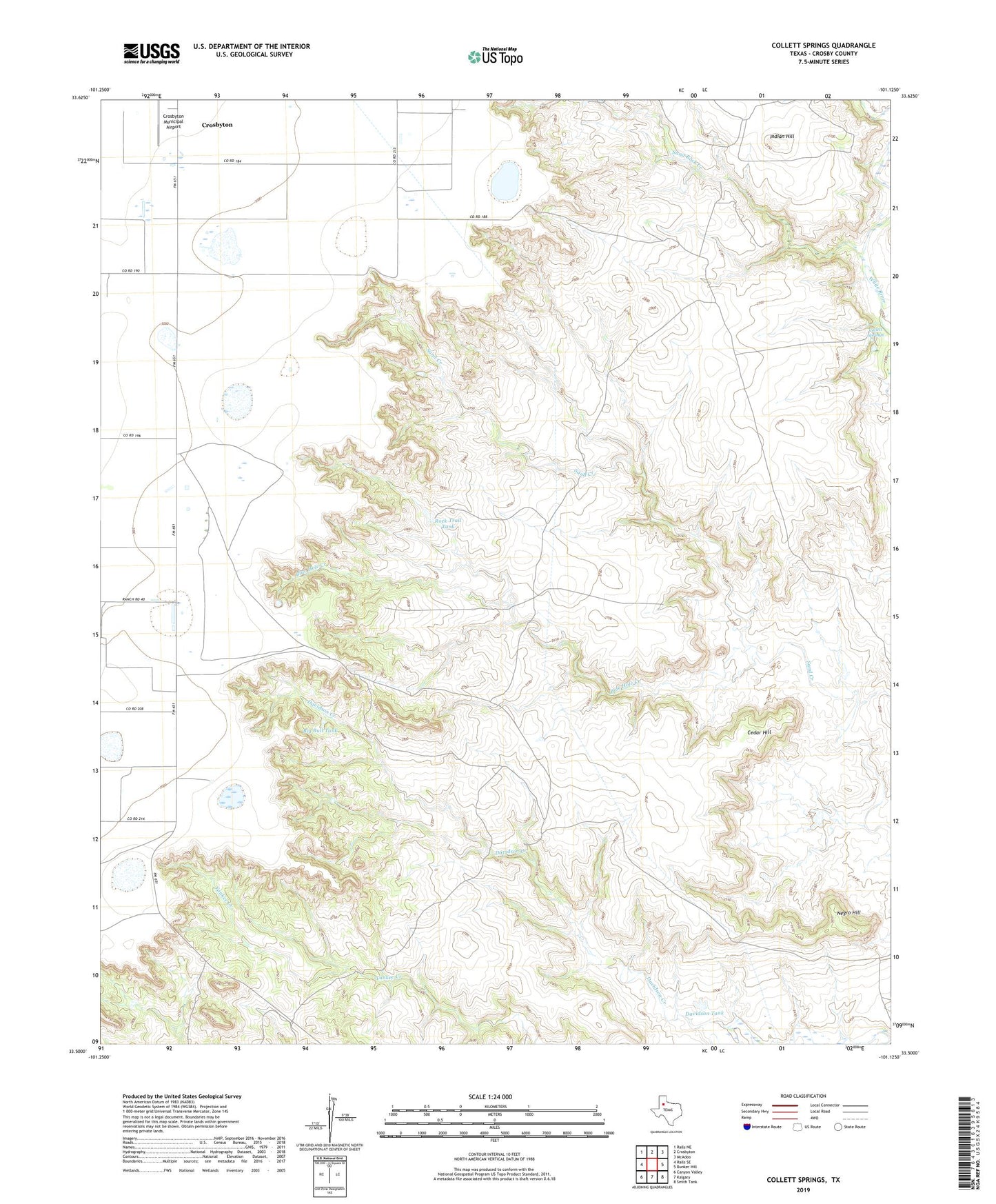 Collett Springs Texas US Topo Map Image