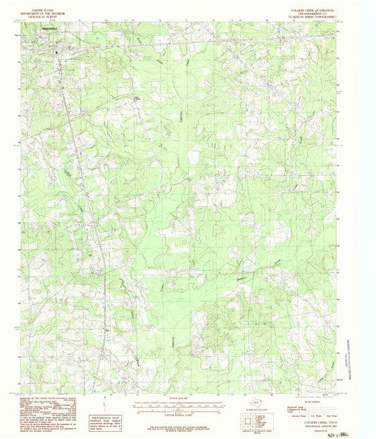 Classic USGS Colliers Creek Texas 7.5'x7.5' Topo Map Image