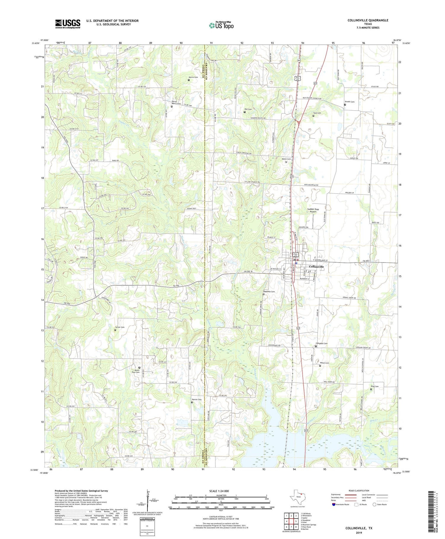Collinsville Texas US Topo Map Image