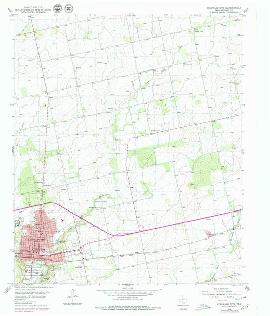 Classic USGS Colorado City Texas 7.5'x7.5' Topo Map Image