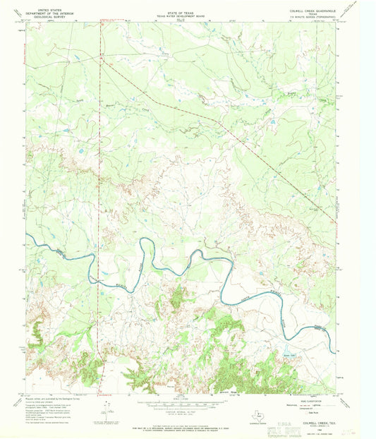 Classic USGS Colwell Creek Texas 7.5'x7.5' Topo Map Image