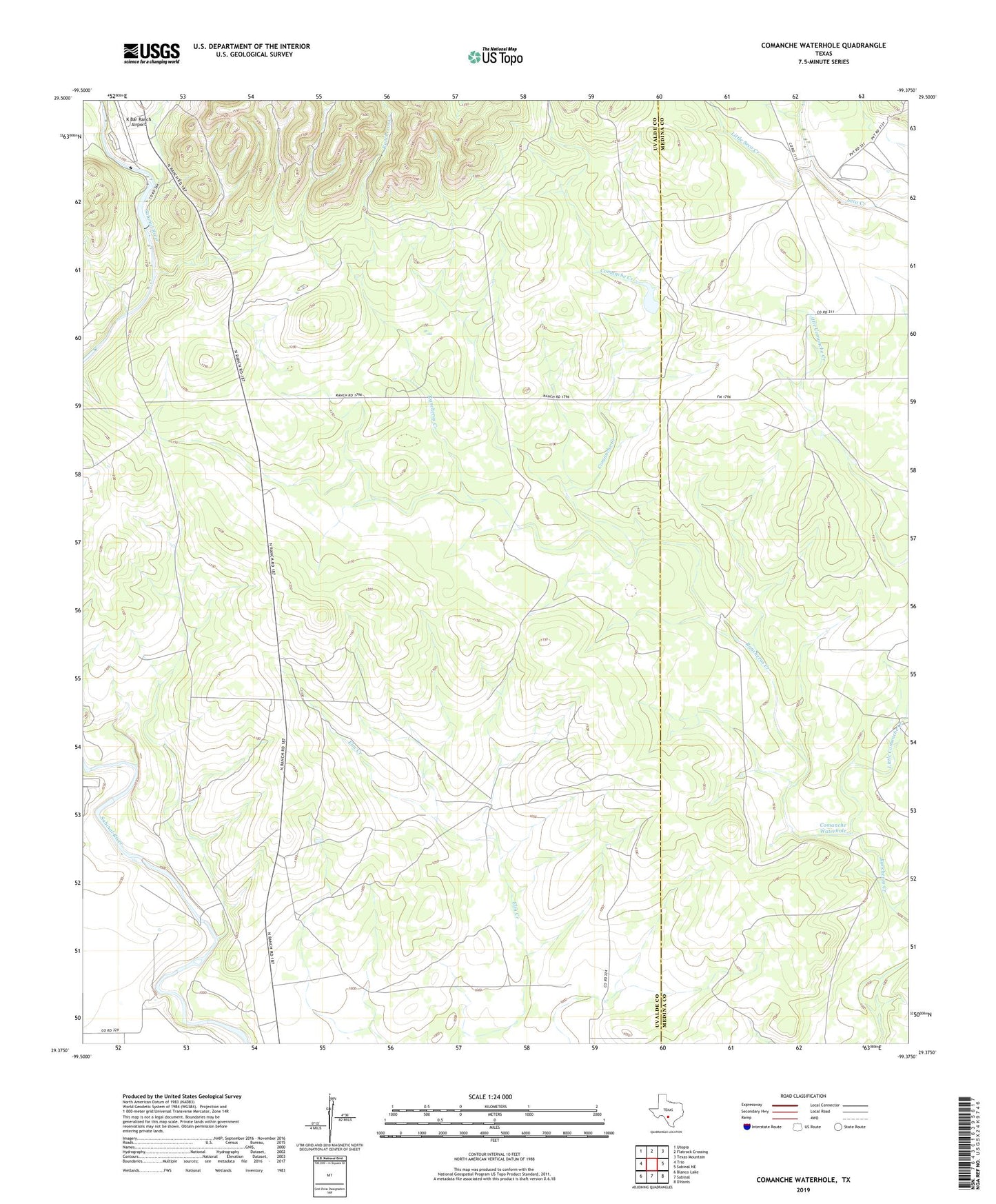 Comanche Waterhole Texas US Topo Map Image