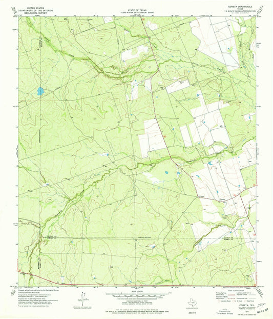 Classic USGS Cometa Texas 7.5'x7.5' Topo Map Image