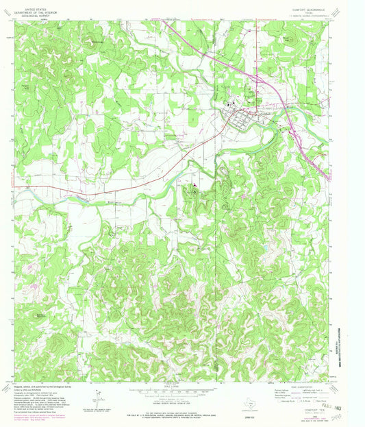 Classic USGS Comfort Texas 7.5'x7.5' Topo Map Image