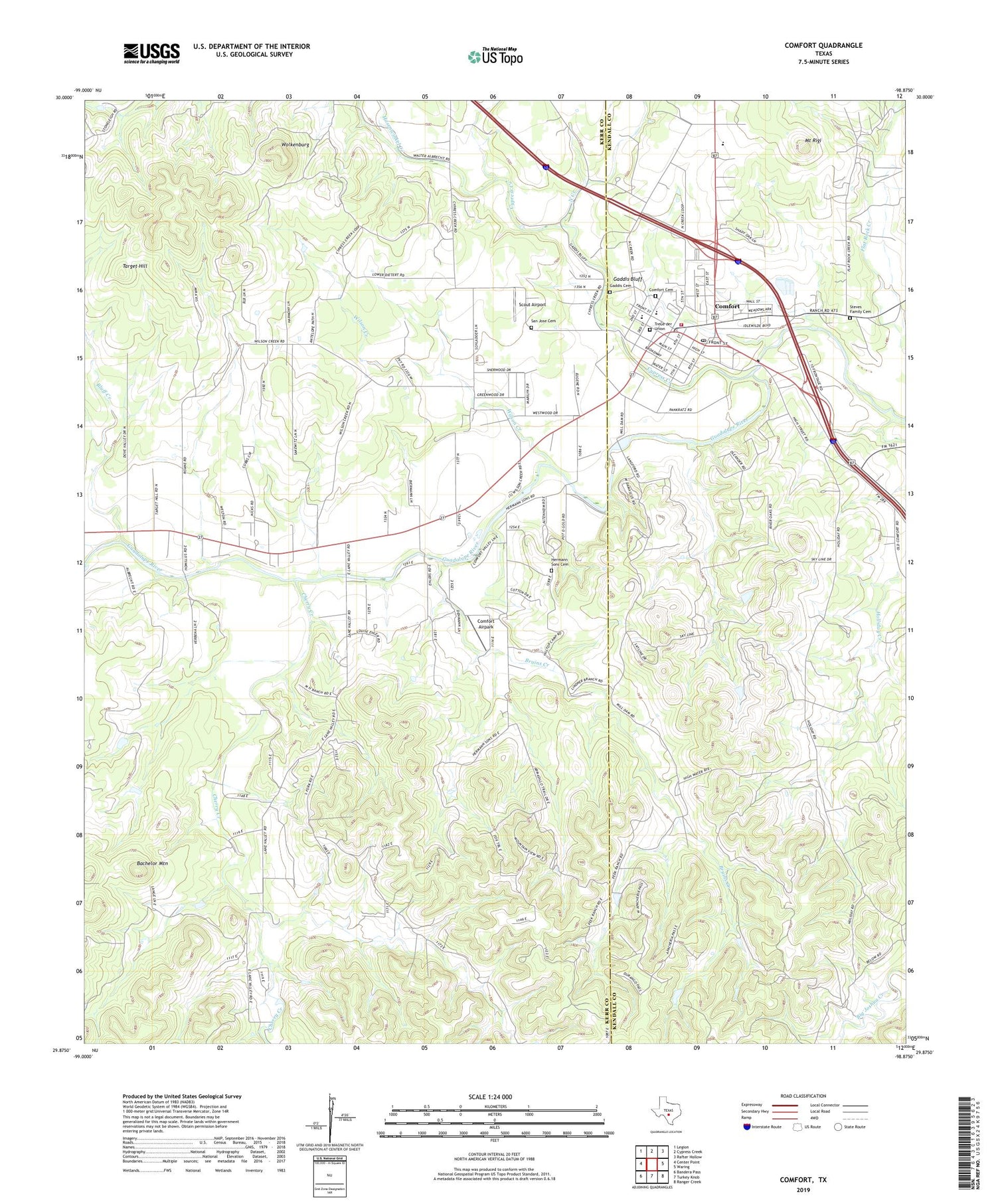 Comfort Texas US Topo Map Image