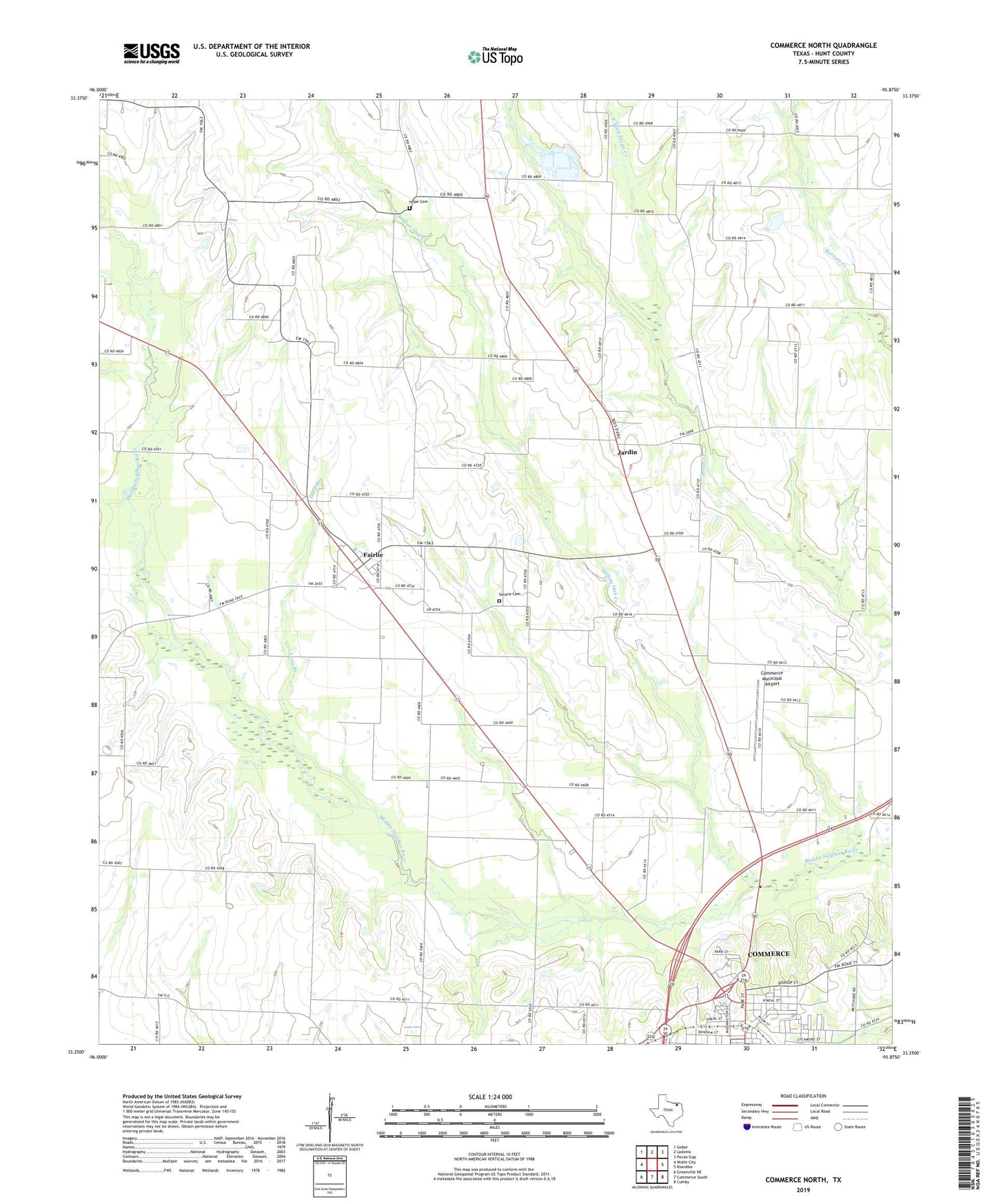Commerce North Texas US Topo Map Image