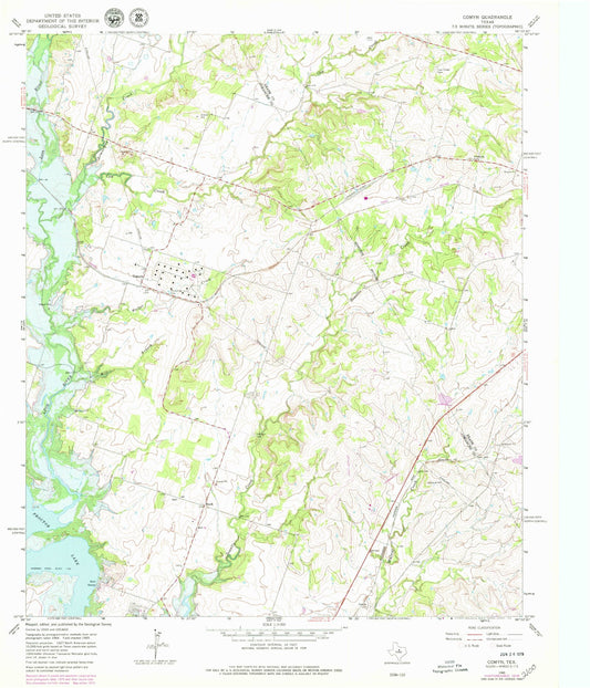 Classic USGS Comyn Texas 7.5'x7.5' Topo Map Image