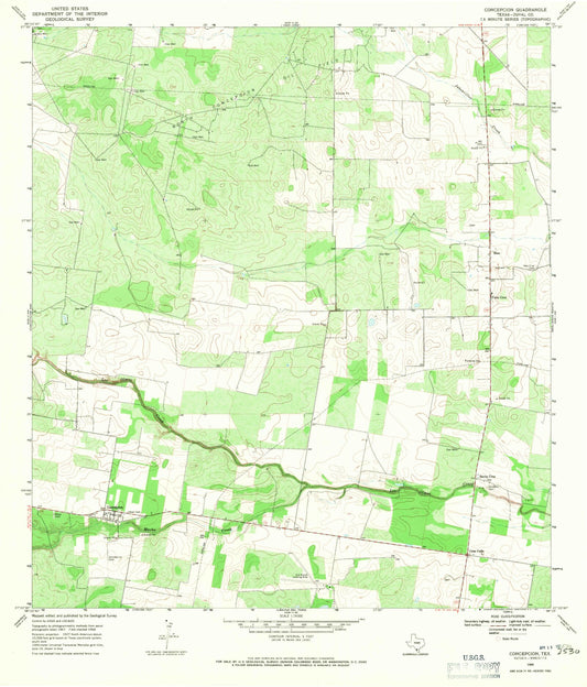 Classic USGS Concepcion Texas 7.5'x7.5' Topo Map Image