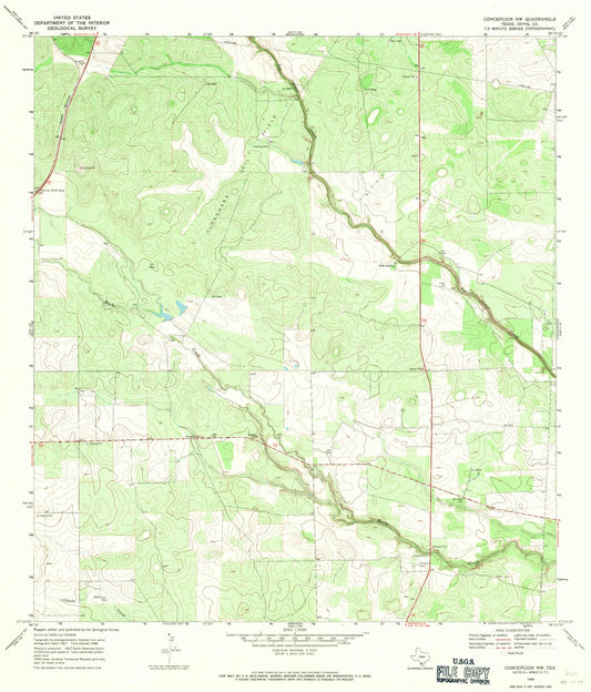 Classic USGS Concepcion NW Texas 7.5'x7.5' Topo Map Image