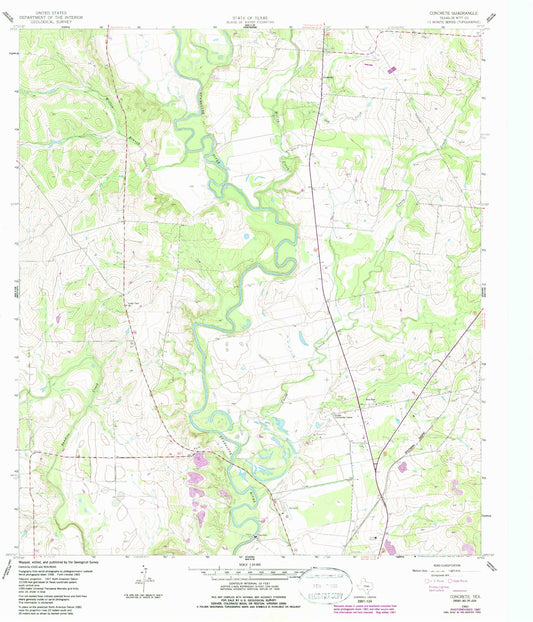 Classic USGS Concrete Texas 7.5'x7.5' Topo Map Image