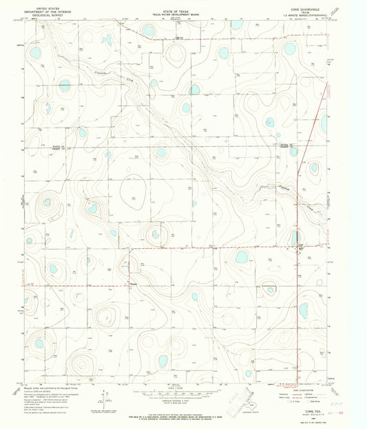 Classic USGS Cone Texas 7.5'x7.5' Topo Map Image