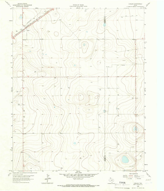 Classic USGS Conlen Texas 7.5'x7.5' Topo Map Image