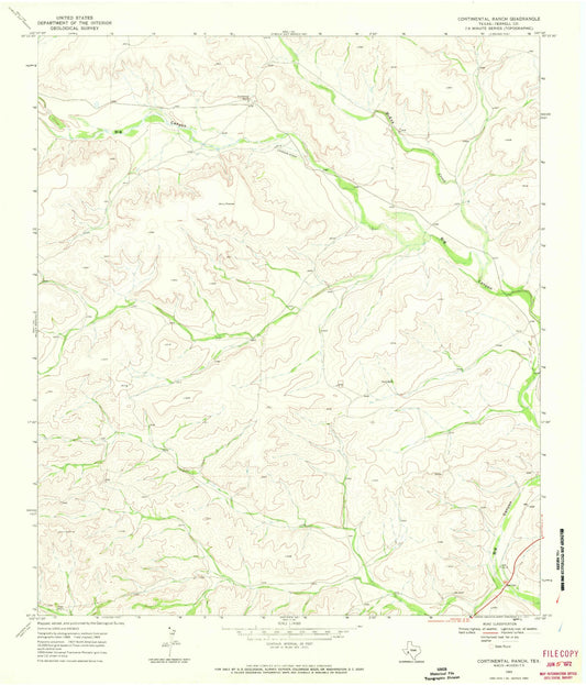 Classic USGS Continental Ranch Texas 7.5'x7.5' Topo Map Image