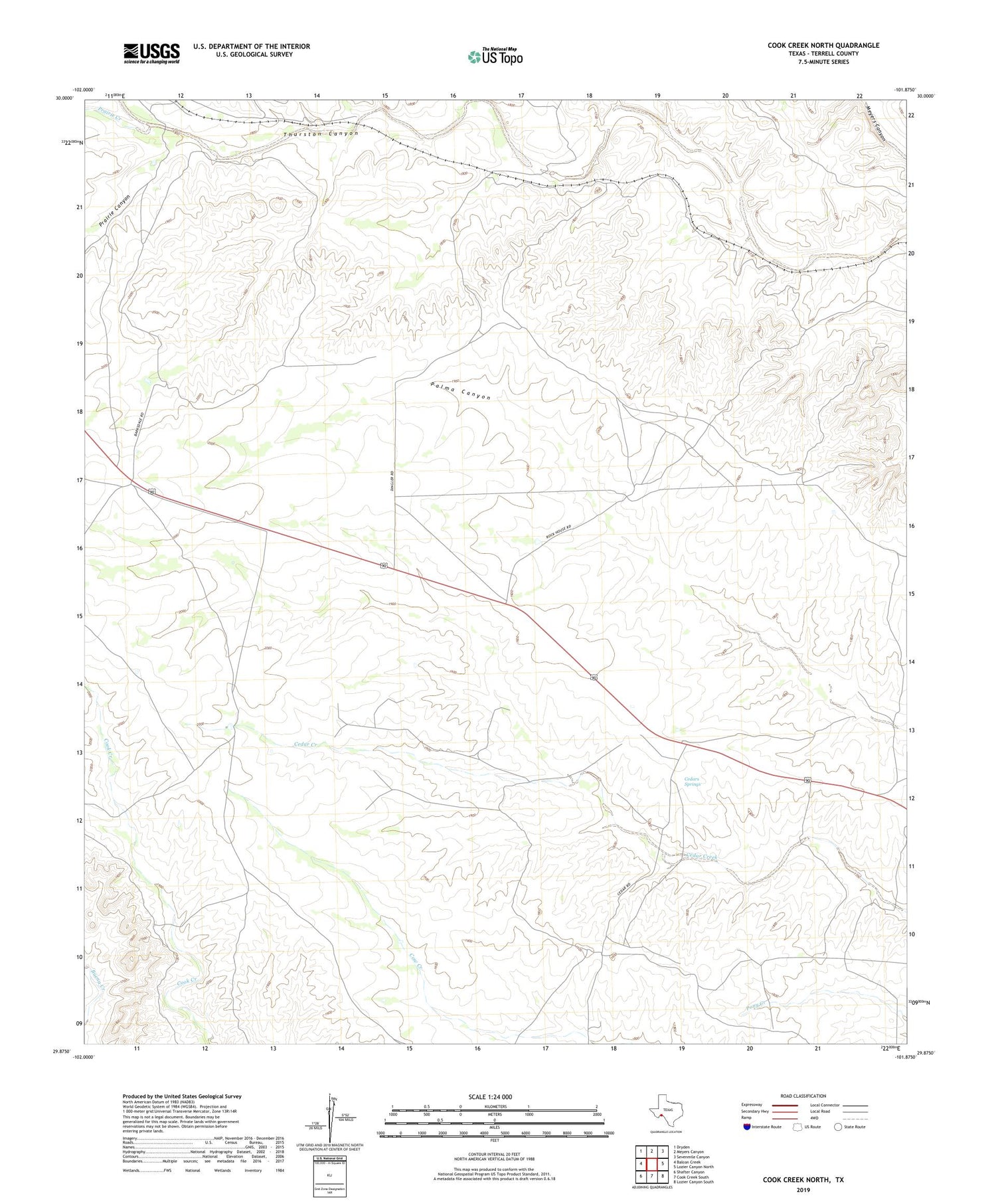 Cook Creek North Texas US Topo Map Image