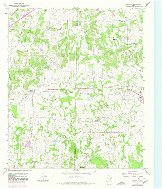 Classic USGS Cookville Texas 7.5'x7.5' Topo Map Image