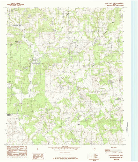 Classic USGS Coon Creek Lake Texas 7.5'x7.5' Topo Map Image