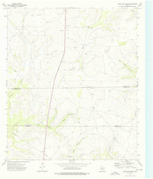 Classic USGS Coon Dive Draw Texas 7.5'x7.5' Topo Map Image