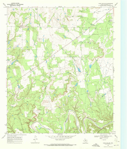 Classic USGS Coon Hollow Texas 7.5'x7.5' Topo Map Image